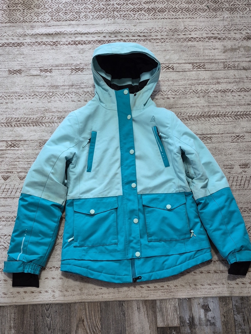 Rip Zone Two-Tone Aqua Ski Jacket with Hood